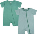 Teach Leanbh Unisex Baby 2 Pack Pajamas Cotton Short Sleeve Zipper Romper by TeachLeanbh