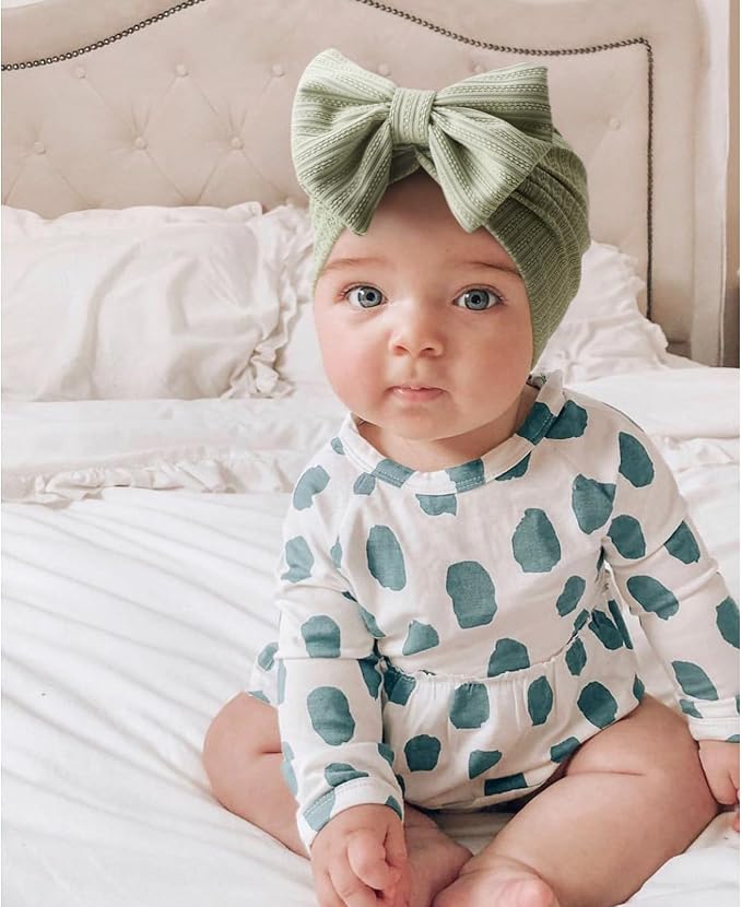 DRESHOW BQUBO 5 Pieces Newborn Baby Turban Hats Bow Baby Infant Beanie - Image 2