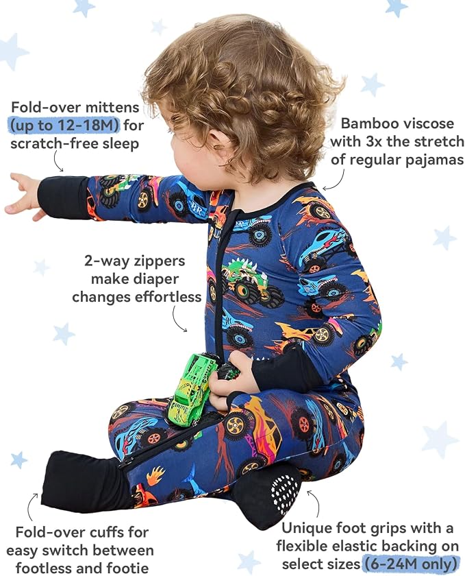 babee Reshinee Bamboo Viscose Baby Footie Pajama, Zipper Sleeper Boys Girls | - Image 2