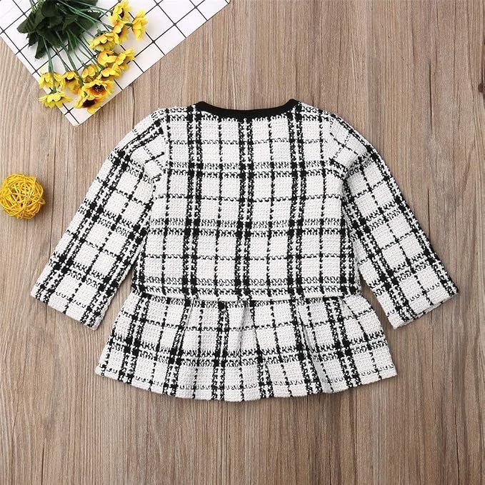 Toddler Kids Baby Girls Plaid Skirt Set Cardigan Jacket Coat + Tutu Dress Set - Image 5