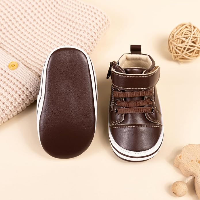 Meckior Toddler Baby Boys Girls High Tops Ankle Sneakers Soft Anti-Slip Sole PU - Image 8