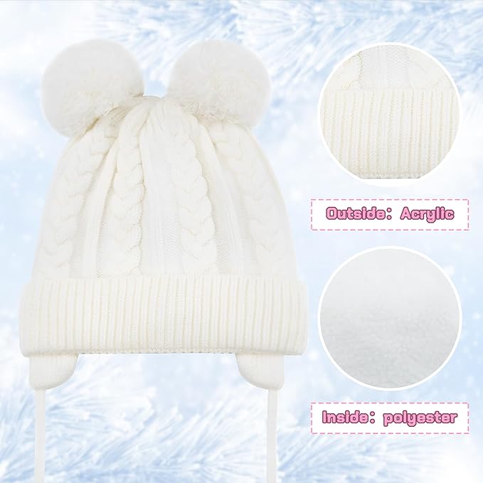 Duoyeree Toddler Winter Hat with Earflap Scarf Hood Thick Warm Kids Skull Cap for Baby Girls Boys