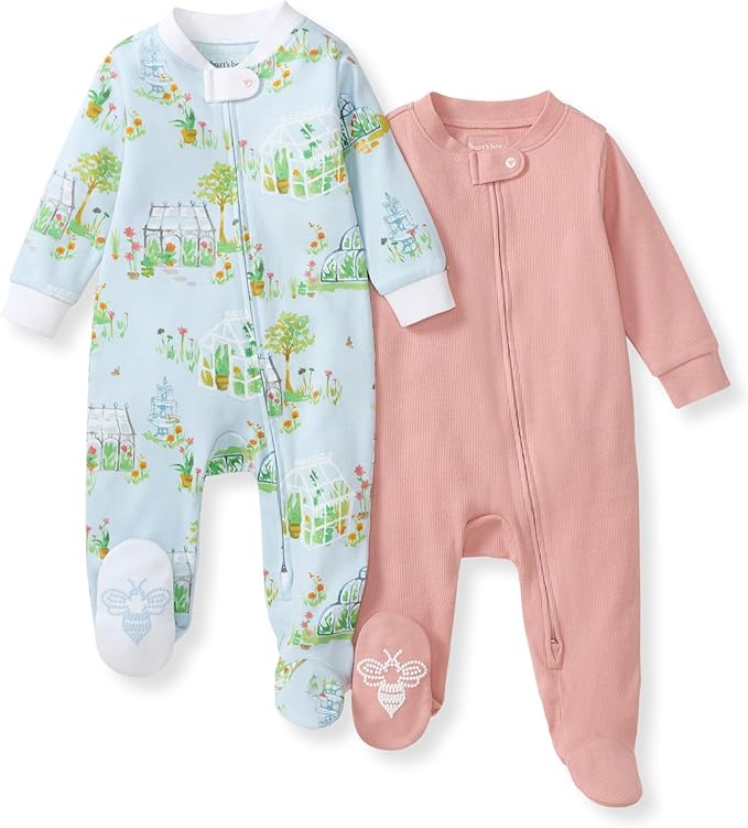 Burt's Bees Baby Girls' Organic Cotton, Sleep and Play Footed Pajamas | Easy by BurtsBeesBaby