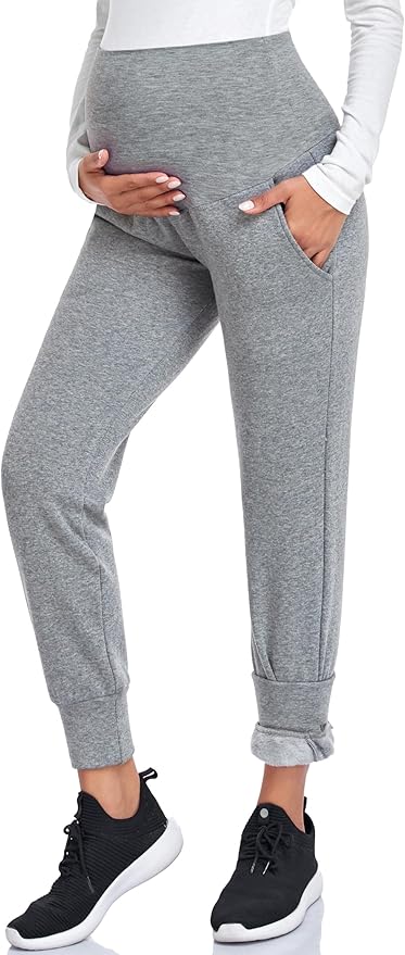 AMPOSH Women's Maternity Pants Stretchy Lounge Workout Pants Casual Loose Comfy Pregnancy Joggers with Pockets