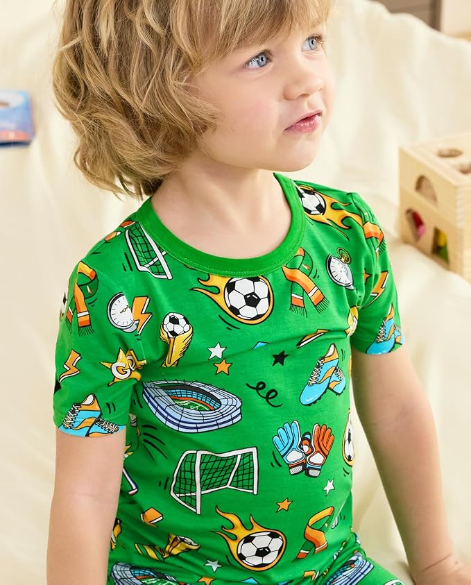 babee Reshinee Bamboo Viscose Toddler Boys Pajamas Set, Short Sleeve Kids - Image 7
