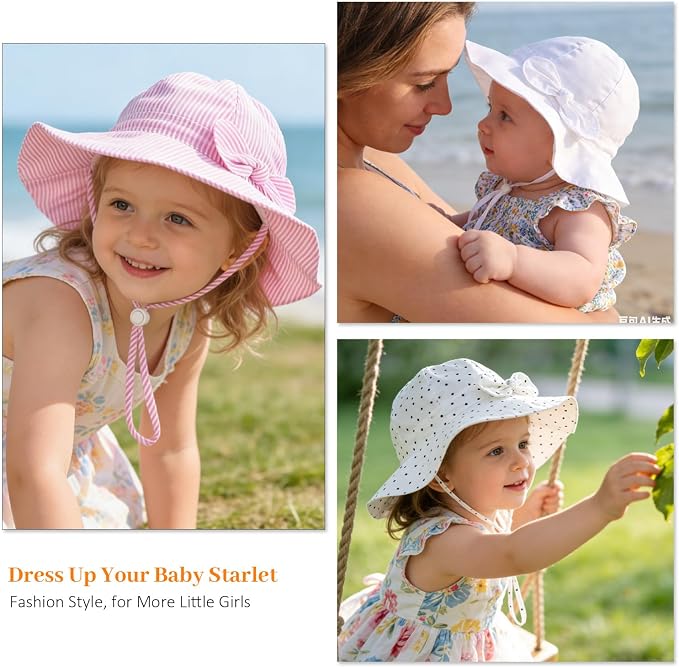 Baby Girl Sun Hat Kids Summer Beach Wide Brim Hats Toddler Bucket Hat - Image 7