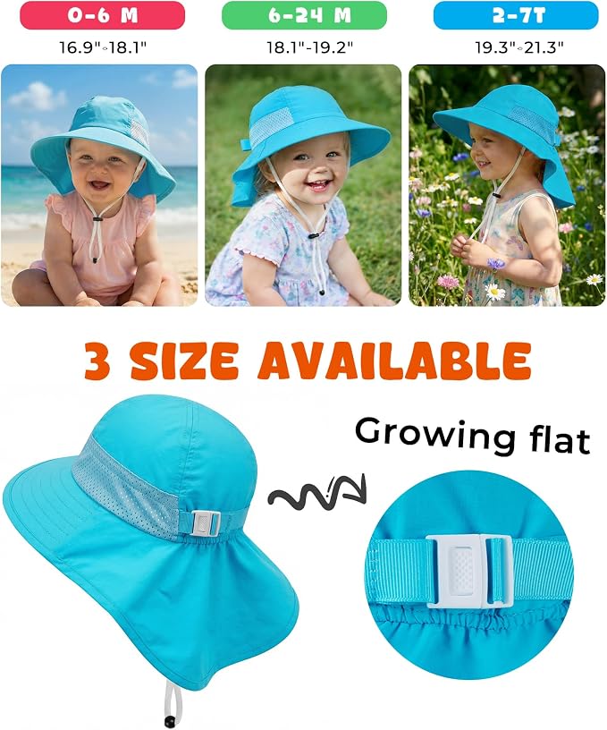 Toddler Baby Sun Hat Kids Summer Beach Essentials Adjustable Beach Hats - Image 4