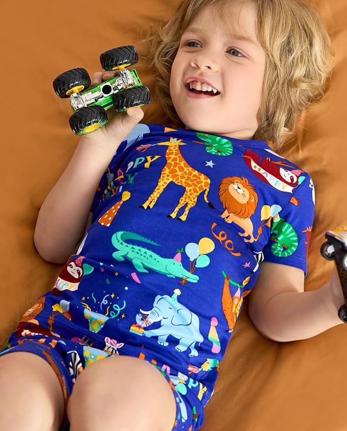 babee Reshinee Bamboo Viscose Toddler Boys Pajamas Set, Short Sleeve Kids - Image 3