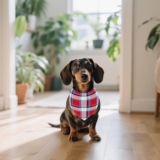 7 PCS Medium Plaid Dog Bandanas Hemming Seam Edge Dog Bandana - Image 6