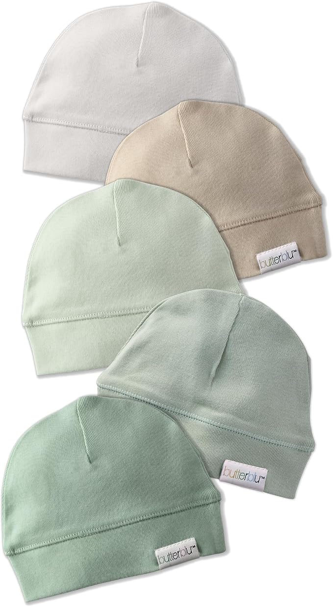 Charlie 5-Pack Caps 100% Organic Cotton Beanie Hats | GOTS certified Organic by Butterblu