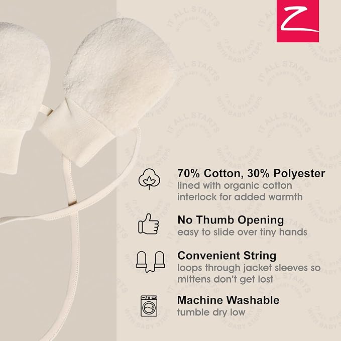 Zutano Baby Fleece Mittens for Infant, Outdoor Baby Winter Gloves | Thumbless - Image 3