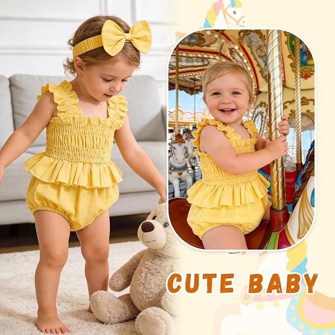 YOUNGER TREE Baby girl Romper Infant Summer Clothes Ruffle Sleeveless One Piece - Image 2