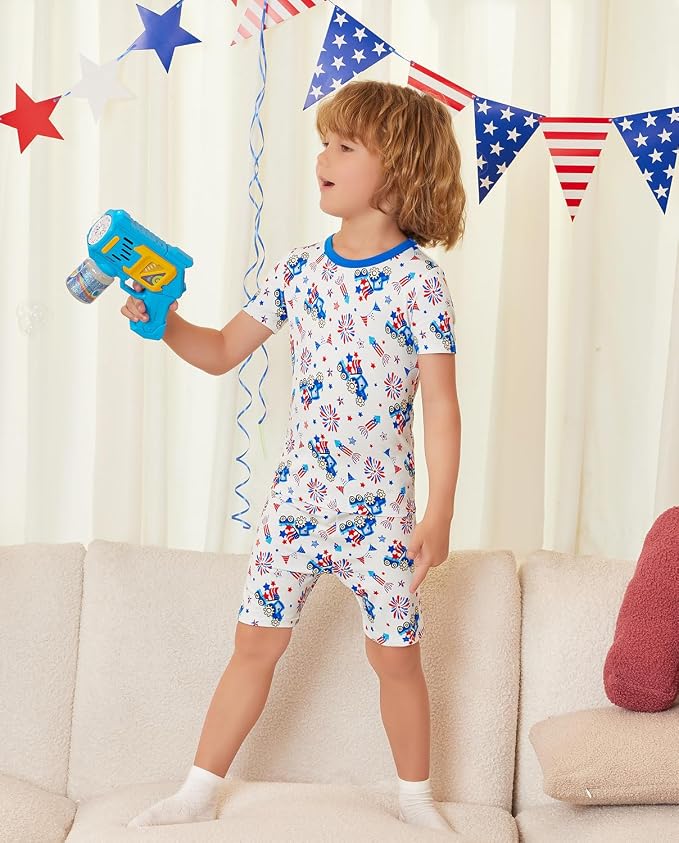 babee Reshinee Bamboo Viscose Toddler Boys Pajamas Set, Short Sleeve Kids - Image 6