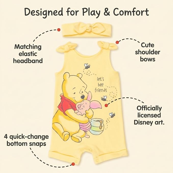 Disney Romper and Headband Outfit Set Newborn to Little Kid Sizes - Image 3
