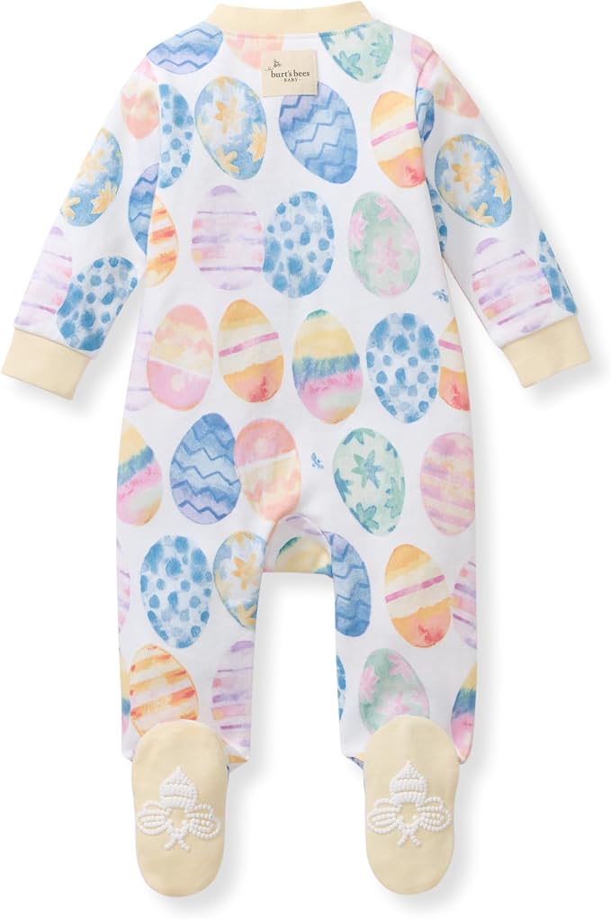 Burt's Bees Baby Girls' Organic Cotton, Sleep and Play Footed Pajamas | Easy - Image 2