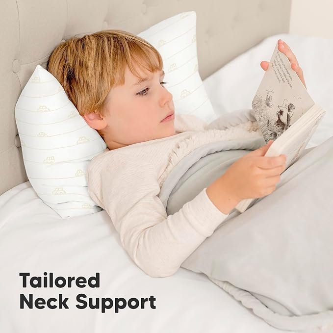 KeaBabies 2-Pack Toddler Pillow 13x18 - Soft Organic Cotton Kids Travel Bed Pillows for Sleeping, School, Nap, Machine Washable, Toddlers 2 to 5, Pillowcase Sold Separately (City Cars)