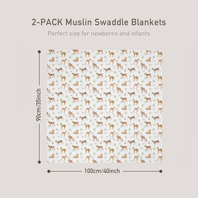 GLLQUEN BABY Muslin Swaddle Blankets 2Pk Receiving Blanket Large 35" x 40" | - Image 5