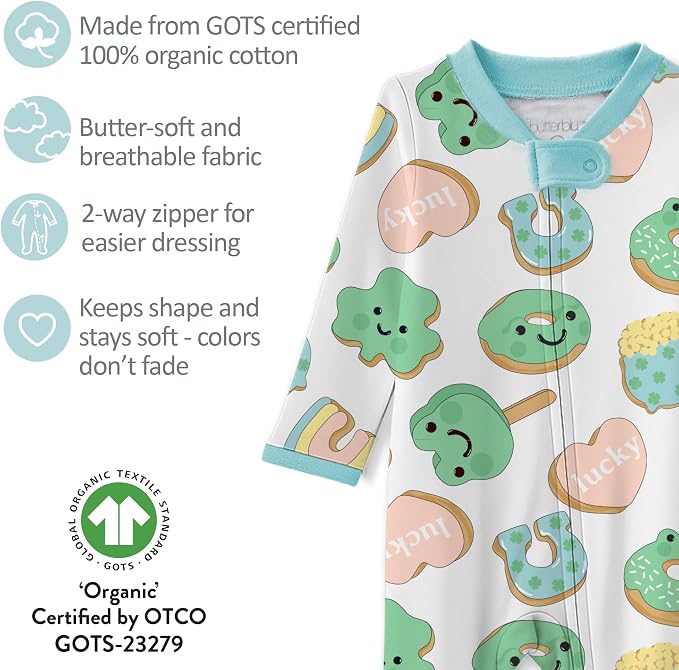 Butterblu Scout Sleep & Play 100% Organic Cotton Footed Zip Front PJs | GOTS - Image 4