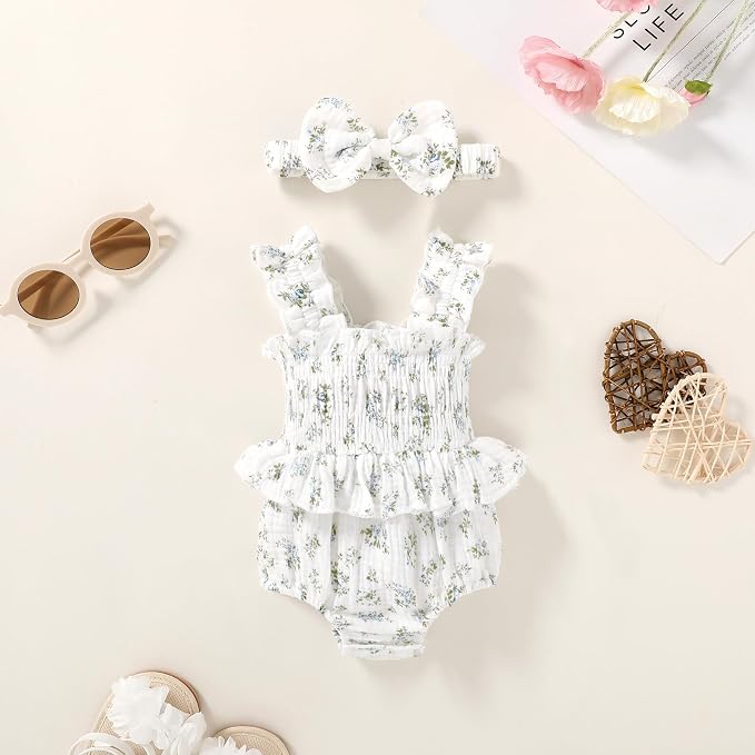 YOUNGER TREE Baby girl Romper Infant Summer Clothes Ruffle Sleeveless One Piece - Image 3