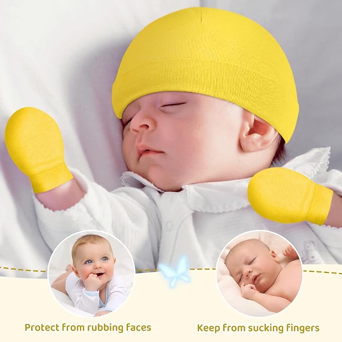 Century Star Cotton Newborn Baby Beanie Hats and Mittens Set Infant Hats - Image 2