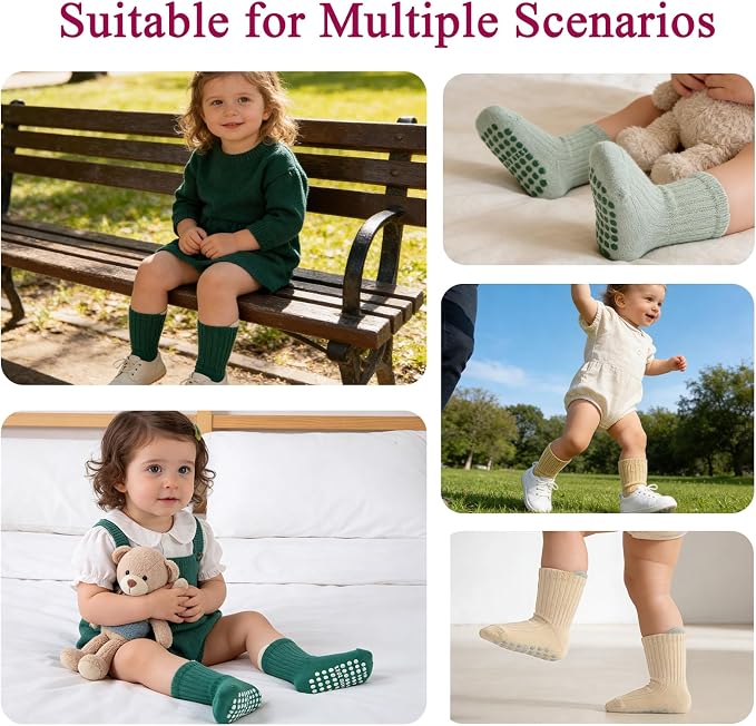 8 Pairs Baby Toddler Socks Non-Slip Grip Socks - Image 5