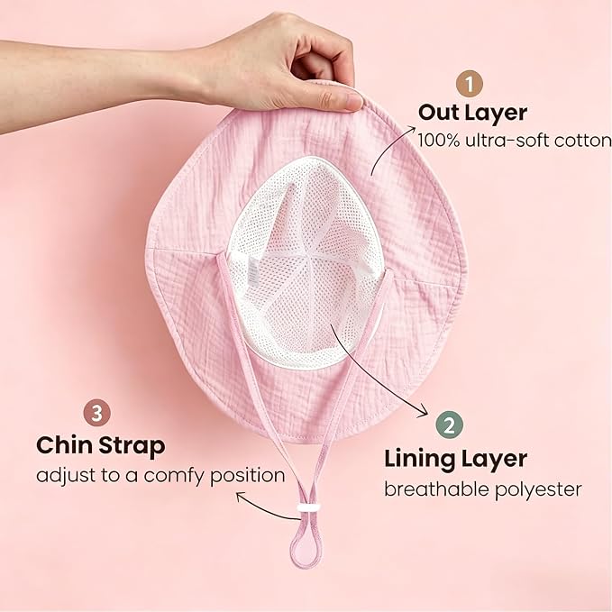 Baby Toddler Sun Protection Bucket Hat Infant Beach Summer Hats - Image 3