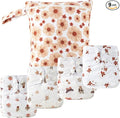 HappyFlute 9 Sets Newborn Baby Cloth Pocket Diapers One Size Adjustable Reusable for Baby Boys and Girls(6-33 pounds,0-3 Years),One Wet Bag+4Diapers and 4Inserts