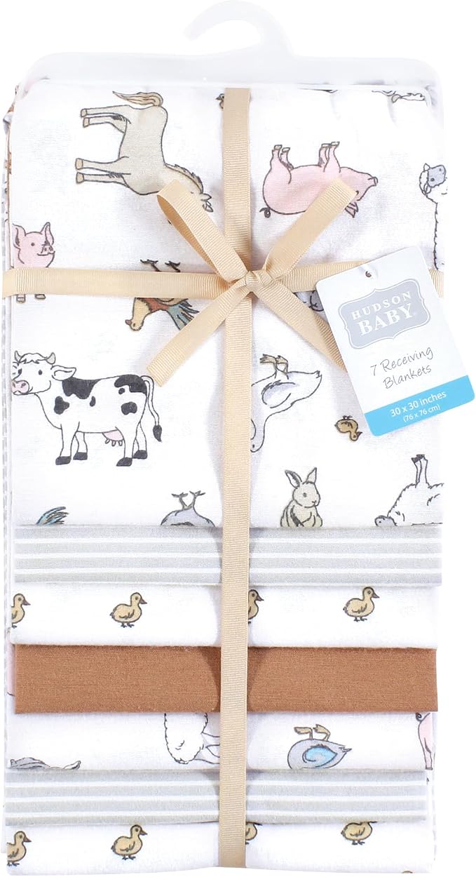 Little Treasure Hudson Baby Cotton Poly Flannel Receiving Blankets Multipack - Image 2