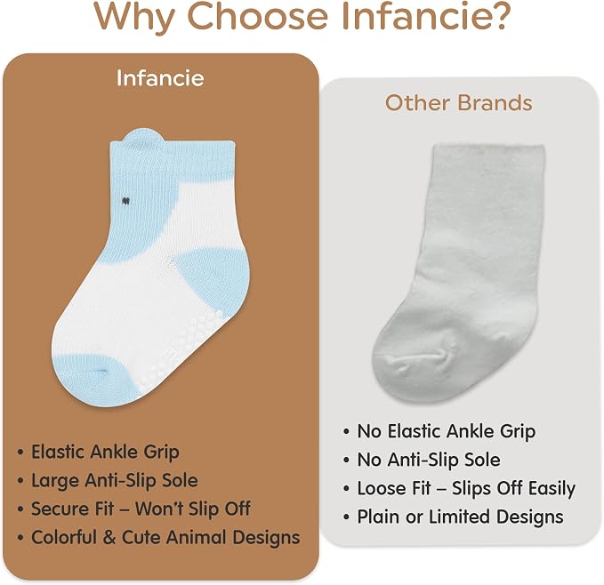 GOTS Organic Cotton Blend 7 Baby Socks 0-6 Months Animal Design Non Slip - Image 8