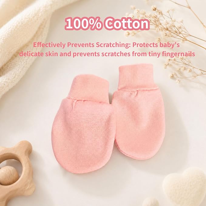 8 Pairs Newborn Baby Mittens No Scratch Infant Baby Cotton Gloves Newborn - Image 4