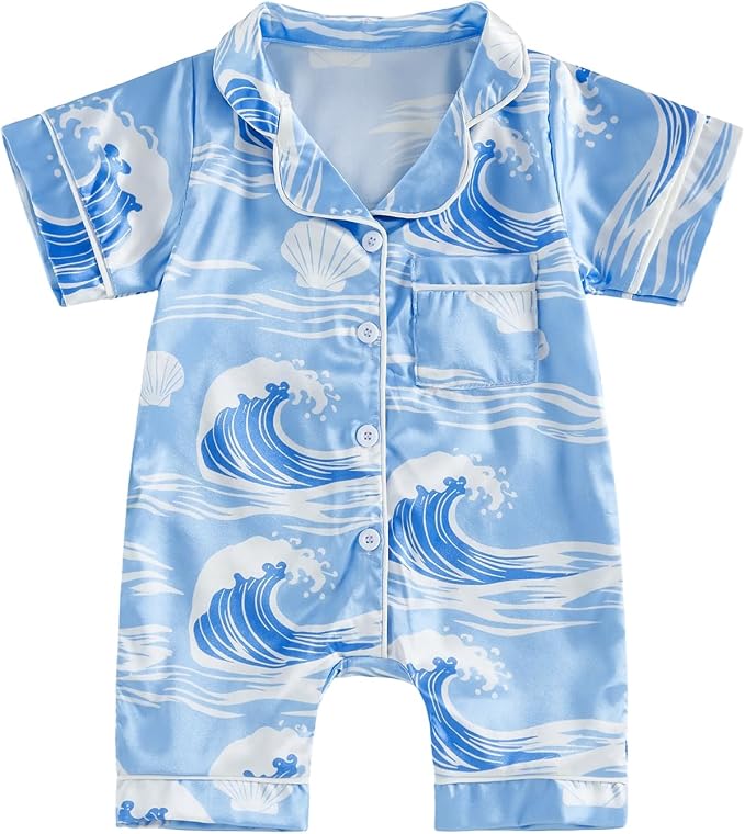 Kuriozud Baby Girl Boy Romper Pajamas Onesie Short Sleeve Button Down Pjs by Kuriozud