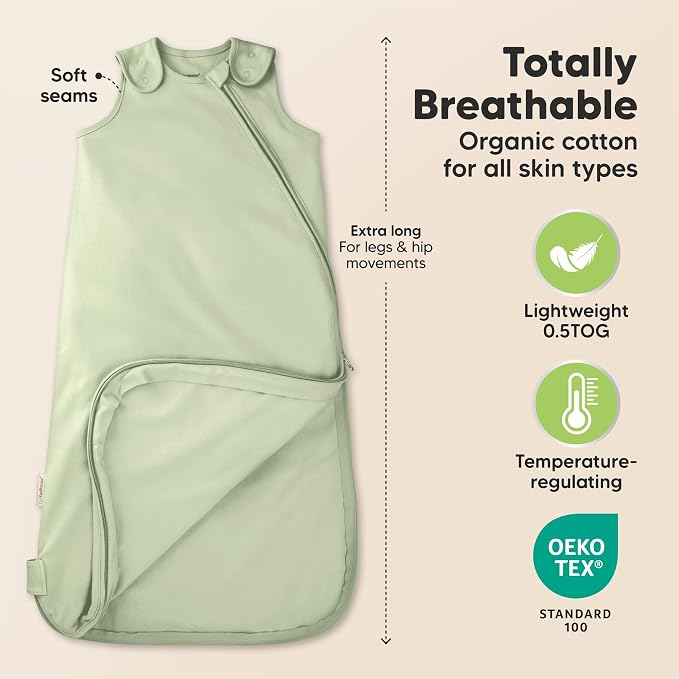 2-Pack Organic Baby Sleep Sacks, 100% Cotton 0.5TOG - Image 3