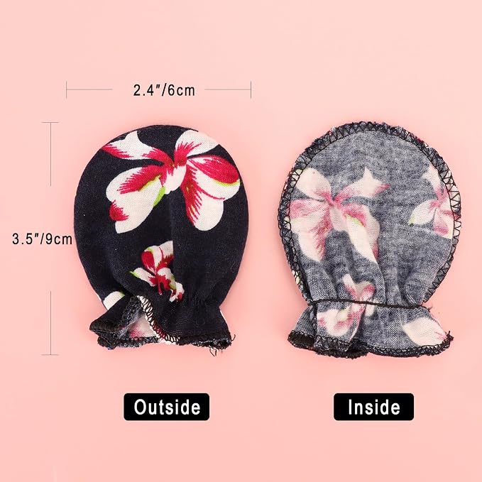 AQOKKA Newborn Baby Mittens No Scratch Cotton Elastic Wrist Gloves Infant - Image 2