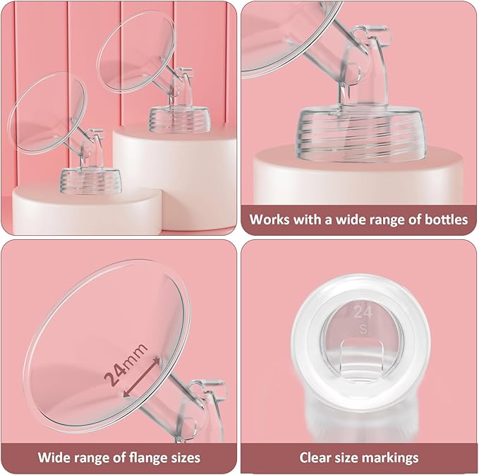 17mm Flanges Compatible with Spectra S2 S1 9 Plus Synergy Gold Breastpump, Not Original Spectra Replacement Pump Parts, Wide Mouth Flange Accessories for Elastic Nipples Work with Backflow Protector