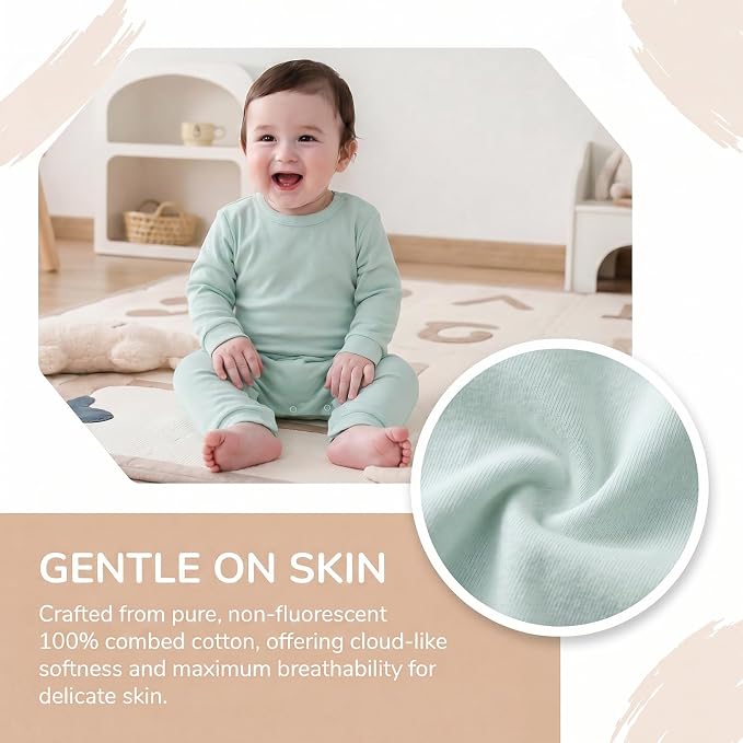 Unisex Baby romper, Long Sleeve 100% Cotton Baby Clothes, Baby Footless Jumpsuit - Image 4