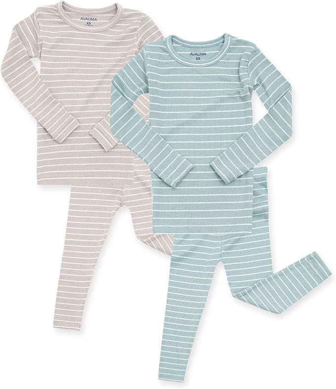 AVAUMA Stripe Pattern Baby Boys Girls Pajama Set Kids Toddler Snug fit Ribbed by AVAUMA