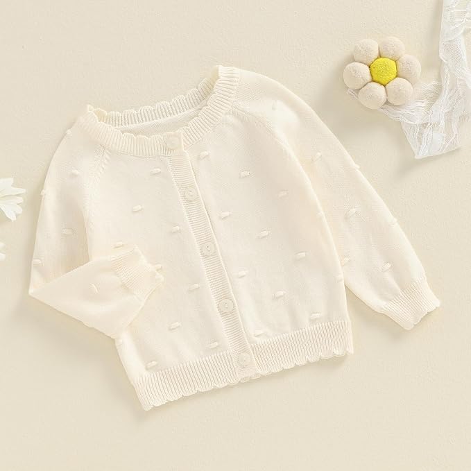 Baby Girl Cardigan Long Sleeve Button Up Sweater Toddler Girl Fall Outfits - Image 3