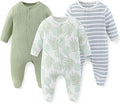Unisex Baby Boy Girl Footies Rompers Cotton Long Sleeve 3 Pack Infant Jumpsuits 0-12Months Babies' Outfits