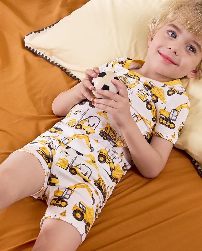 babee Reshinee Bamboo Viscose Toddler Boys Pajamas Set, Short Sleeve Kids - Image 5