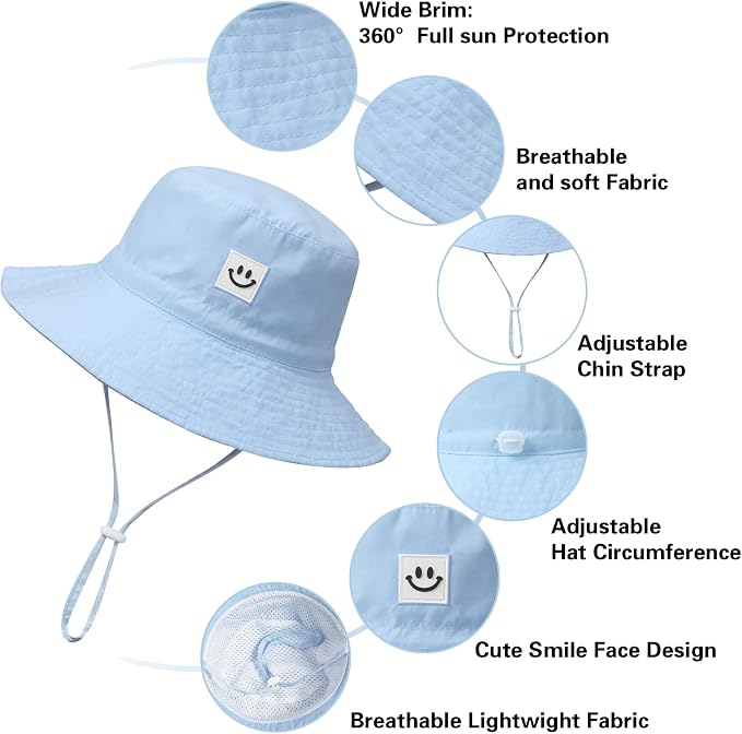 Baby Sun Hat Smile Face UPF 50+ Toddler Bucket Hat - Image 5