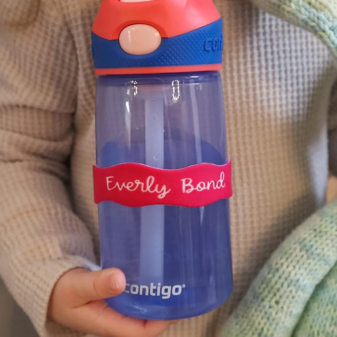 InchBug Orbit Labels Baby Bottle and Water Bottle Silicone Name Bands – Personalized Reusable Label Set for Daycare, Sippy Cups, Preschool, Elementary School, Dishwasher Safe, 4-Pack (Nautical Navy)
