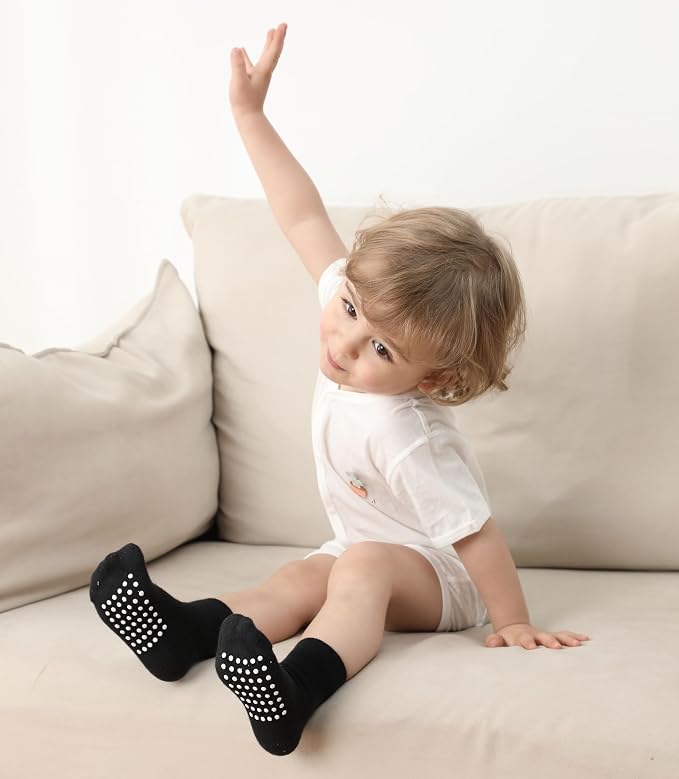 Baby Toddlers Crew Socks with Non-Slip Grip 12 Pack Cotton Stretch Socks | Soft - Image 5