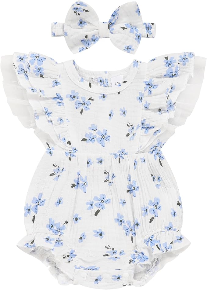 TITKKOP Ruffle Bubble Romper for Baby Girl | One-Piece Shorts Jumpsuit | Summer by TITKKOP