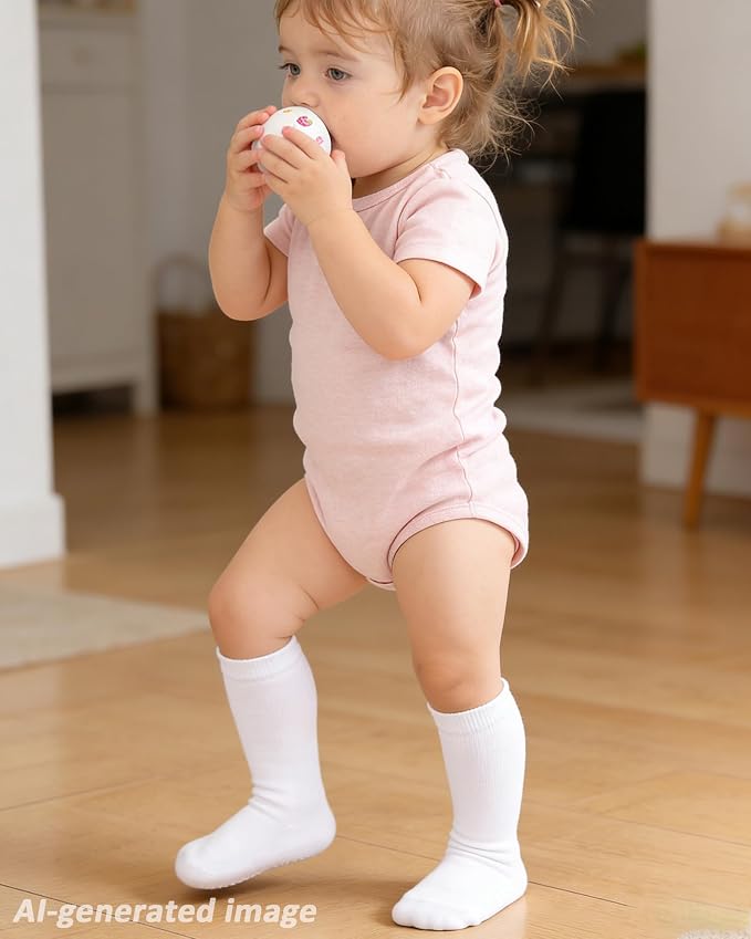 Baby Knee High Socks Toddler Seamless Cotton Non Slip Long Socks 3/5 Pairs - Image 2