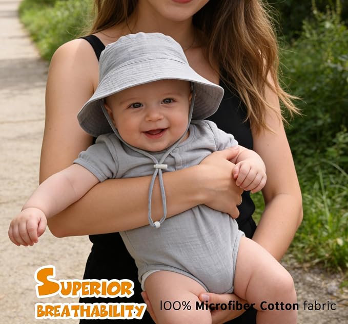 Baby Sun Hat Infant Toddler Summer Cotton Yarn Bucket Hat - Image 3