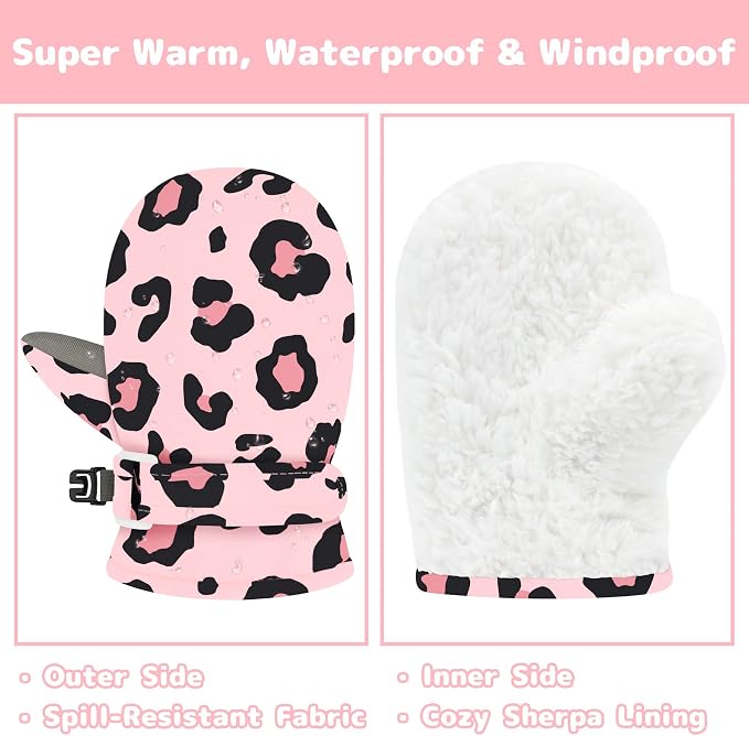 Olreco Baby Toddler Mittens Waterproof Infant Baby Winter Mittens Toddler Snow - Image 5