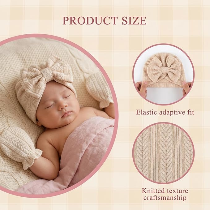 Newborn Baby Girl Hats Mittens Set Cotton - Image 4