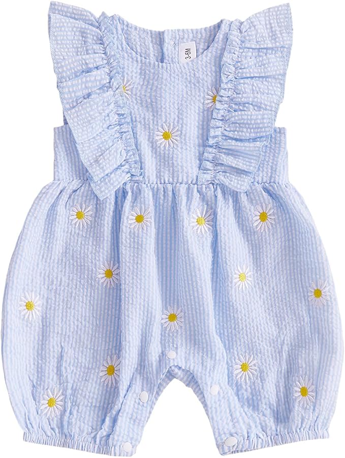 FOCUSNORM Newborn Baby Girl Summer Clothes Daisy Flying Sleeve Jumpsuit Romper by FOCUSNORM