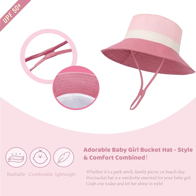 Baby Boy Sun Hat Toddler Bucket Beach Hat Girl UPF 50+ Cotton Linen - Image 3