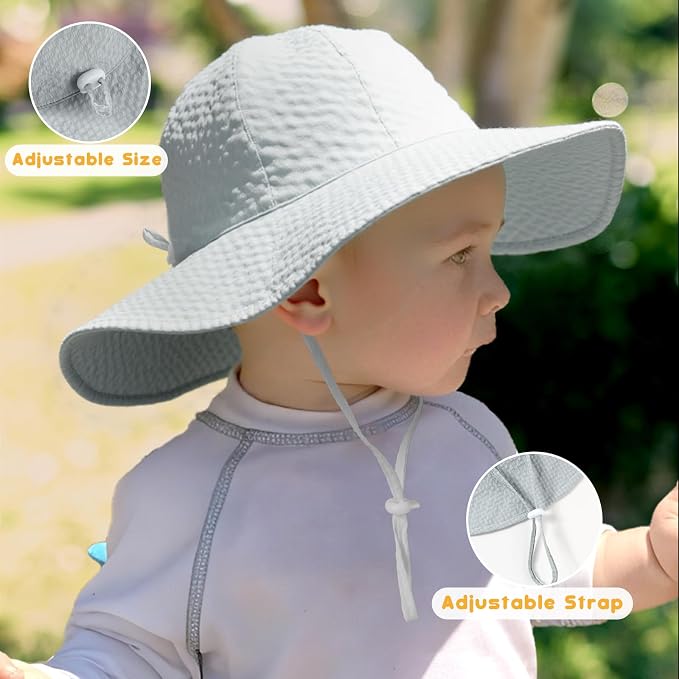 HONGTEYA Baby Sun Hat Wide Brim Adjustable Toddler Beach Bucket Hat | Soft - Image 3